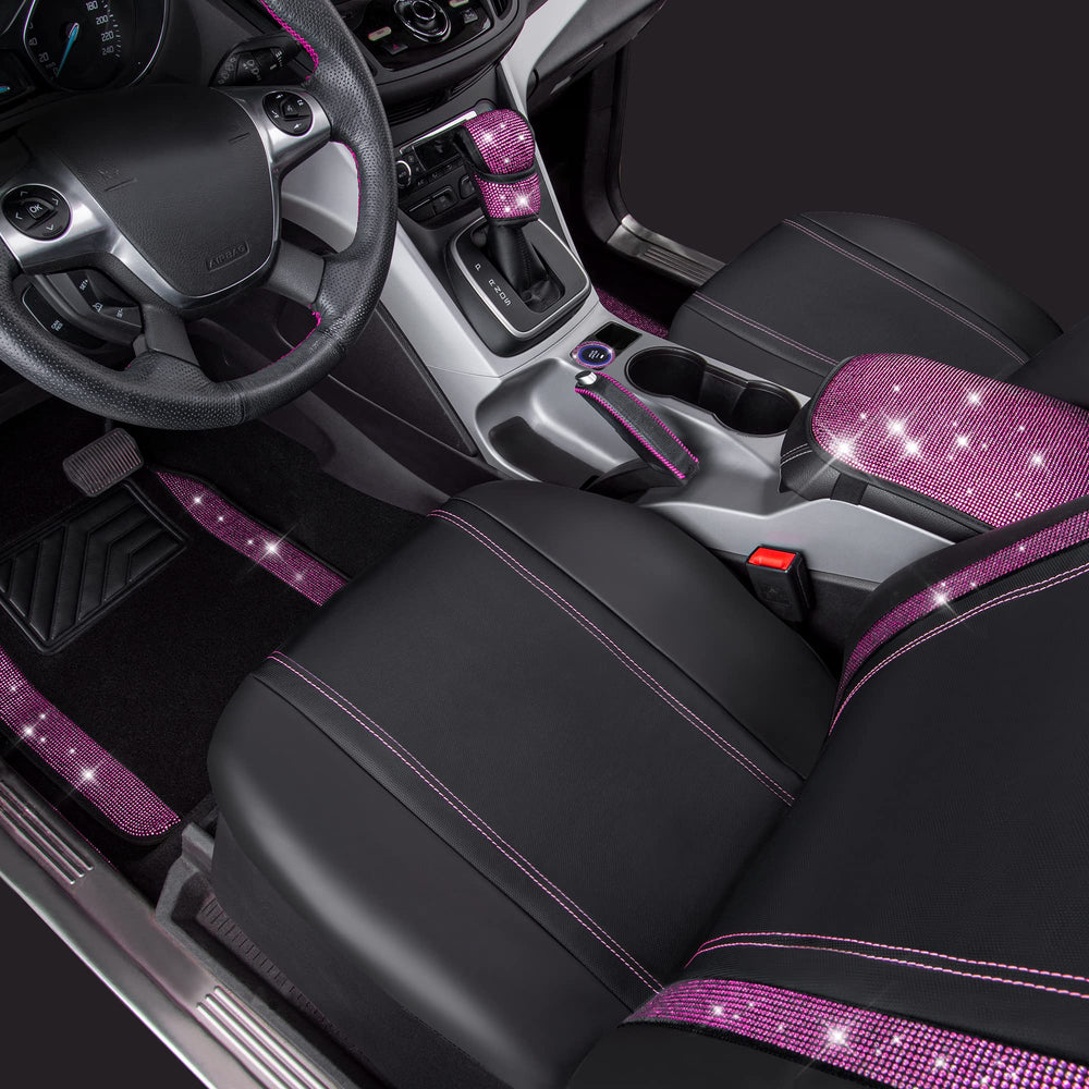 CAR PASS headrest detail closeup showing rhinestones and secure fit