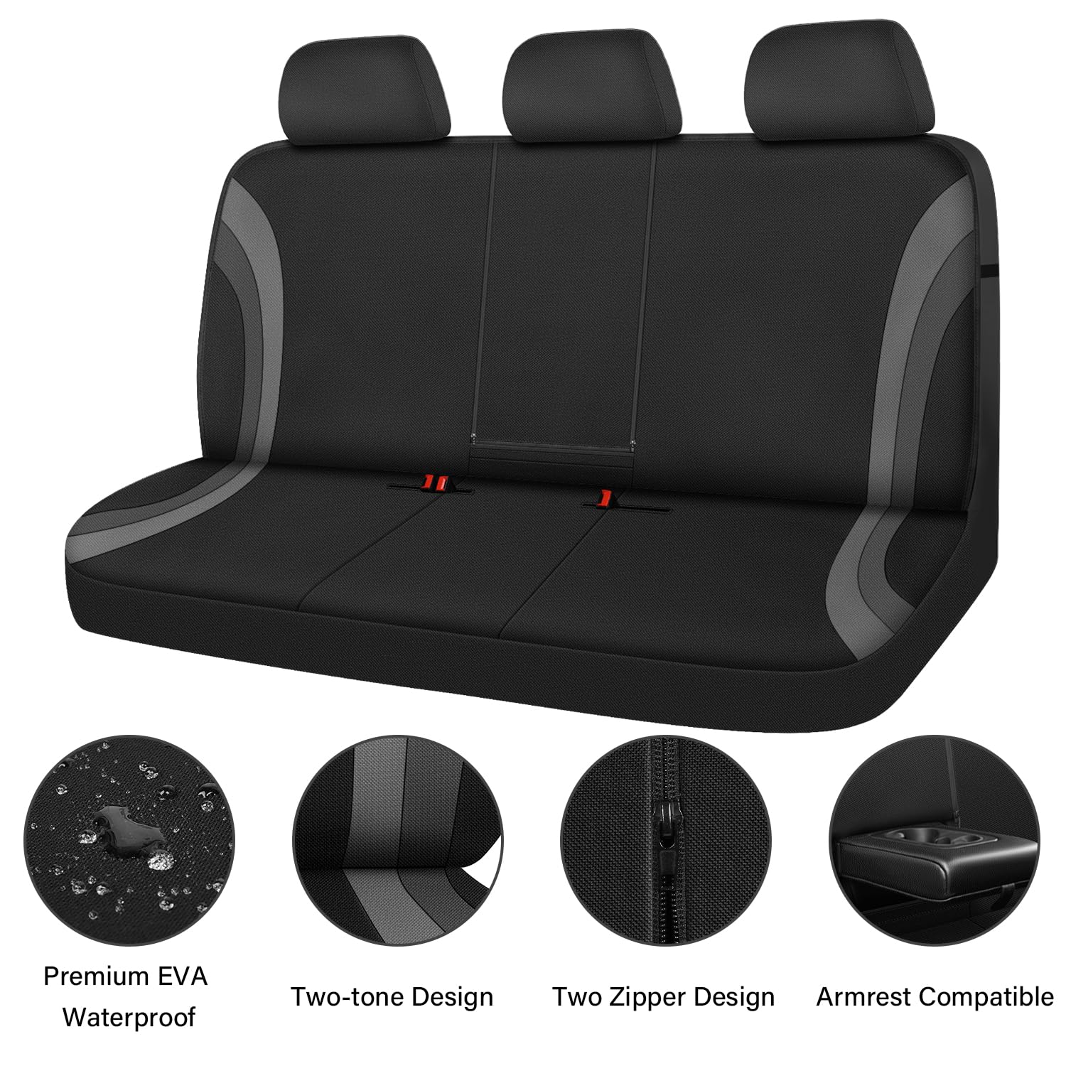 CAR PASS installed rear seat cover in car demonstrating protection during family ride