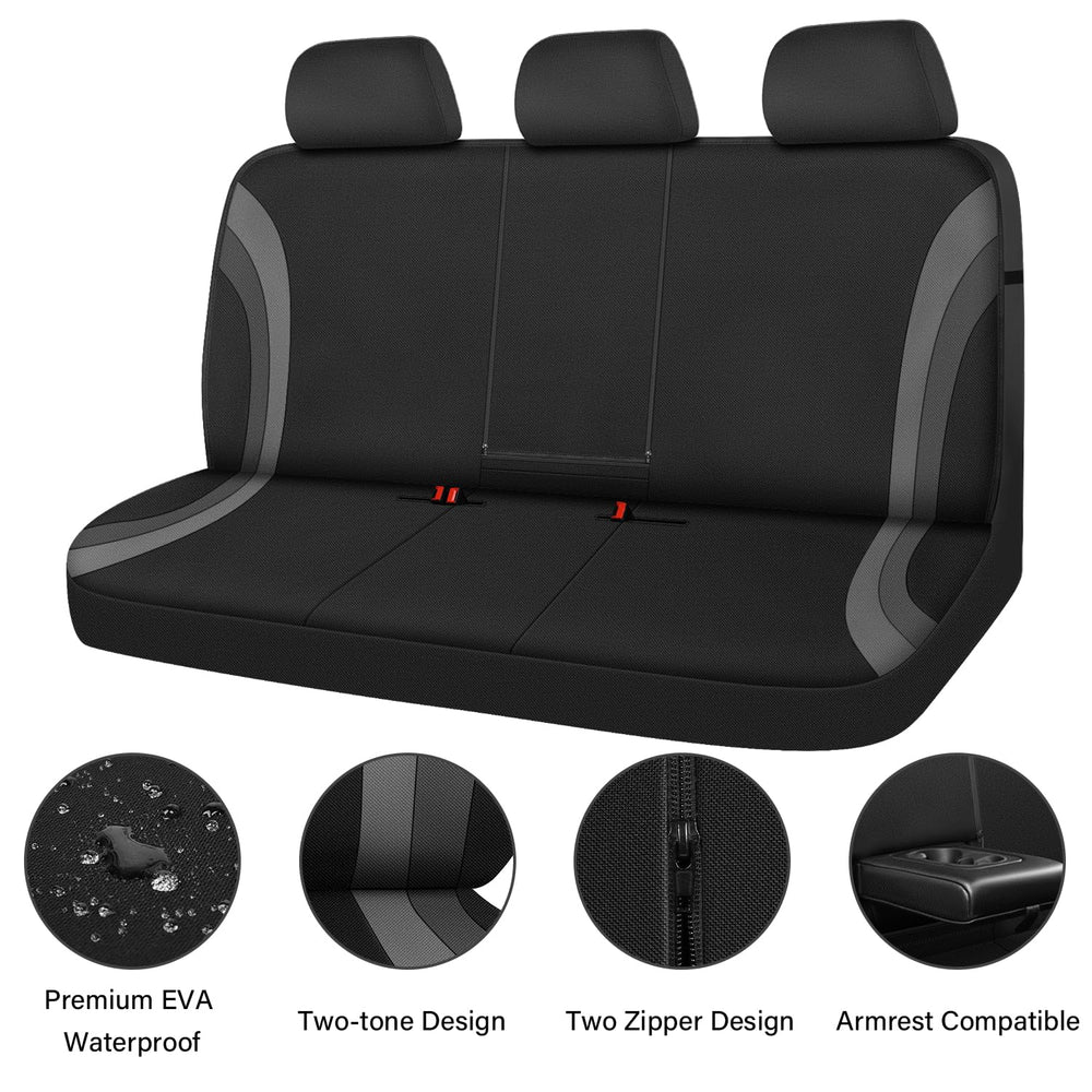 CAR PASS installed rear seat cover in car demonstrating protection during family ride