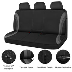CAR PASS installed rear seat cover in car demonstrating protection during family ride