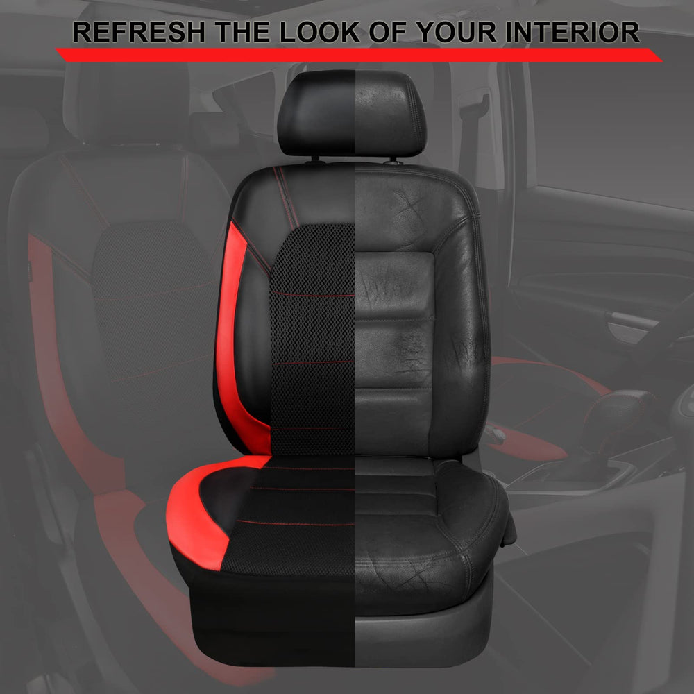 CAR PASS installed passenger seat front view showing sleek leather-look finish and protection