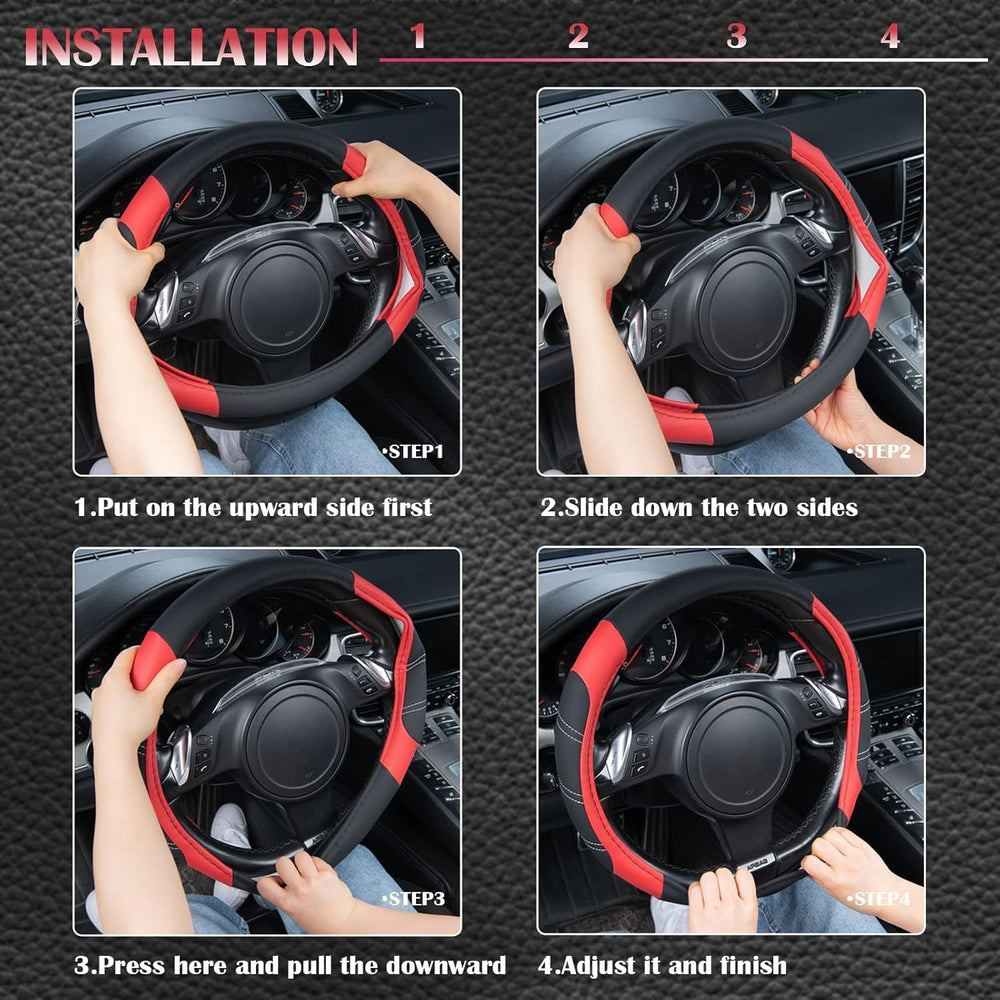 CAR PASS installed on steering wheel showing improved grip and comfort