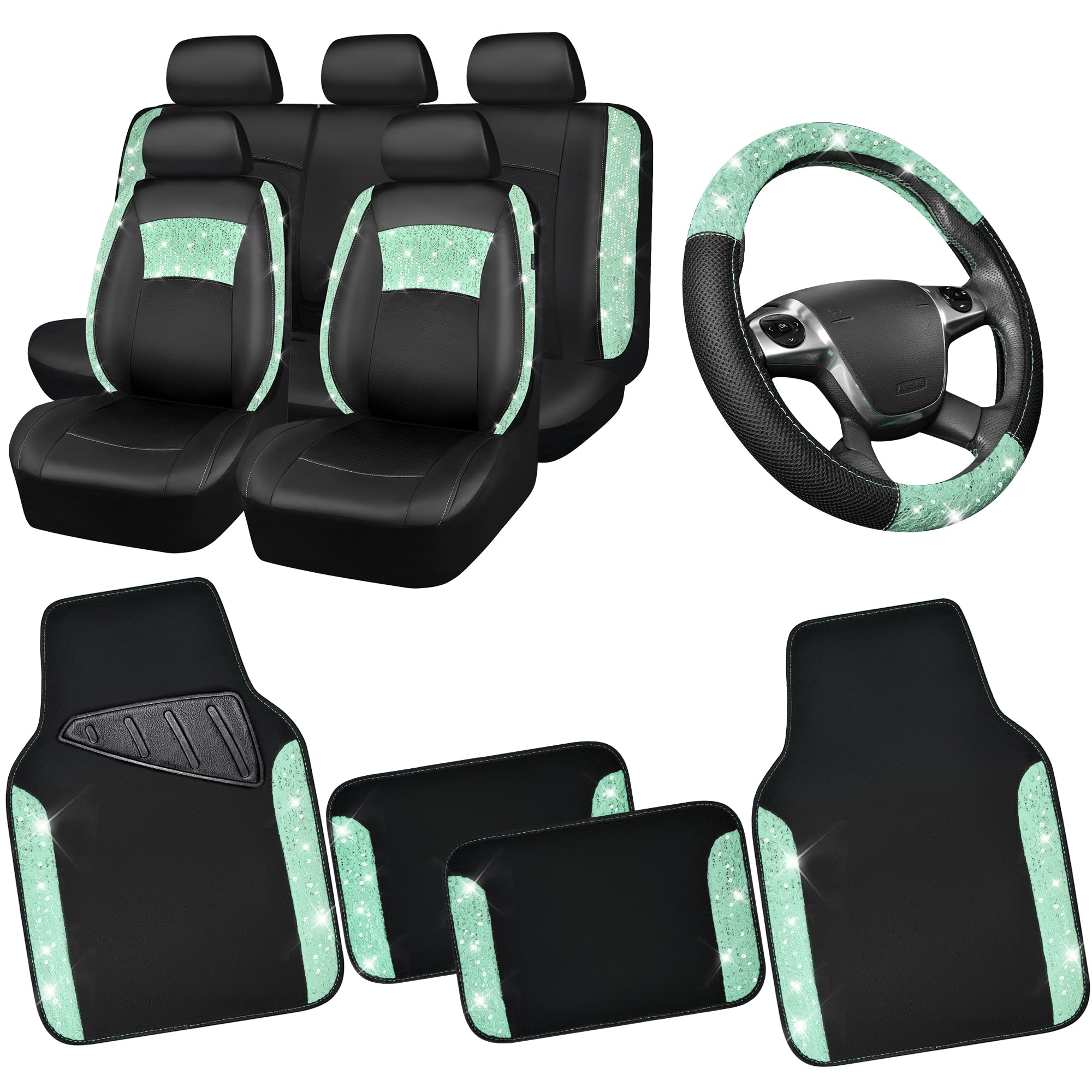 CAR PASS front seat covers showing elegant mint finish and protective benefit