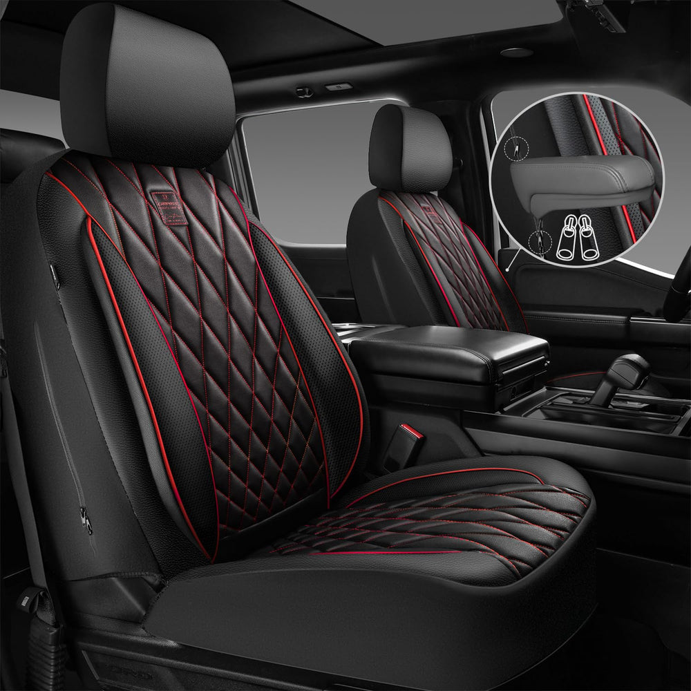 CAR PASS close-up of diamond PU leather stitching for durability