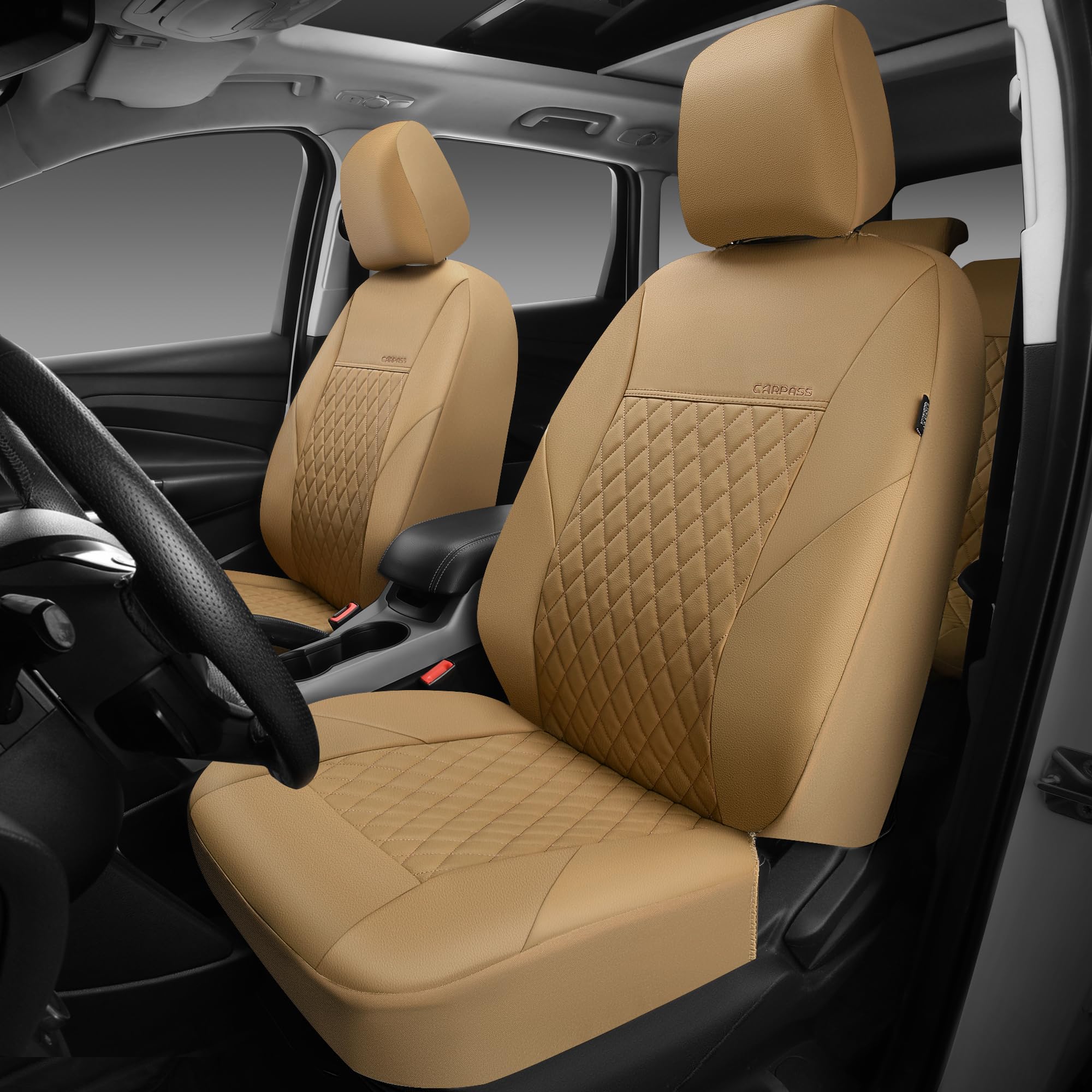 CAR PASS close-up of quilted faux leather texture highlighting comfort