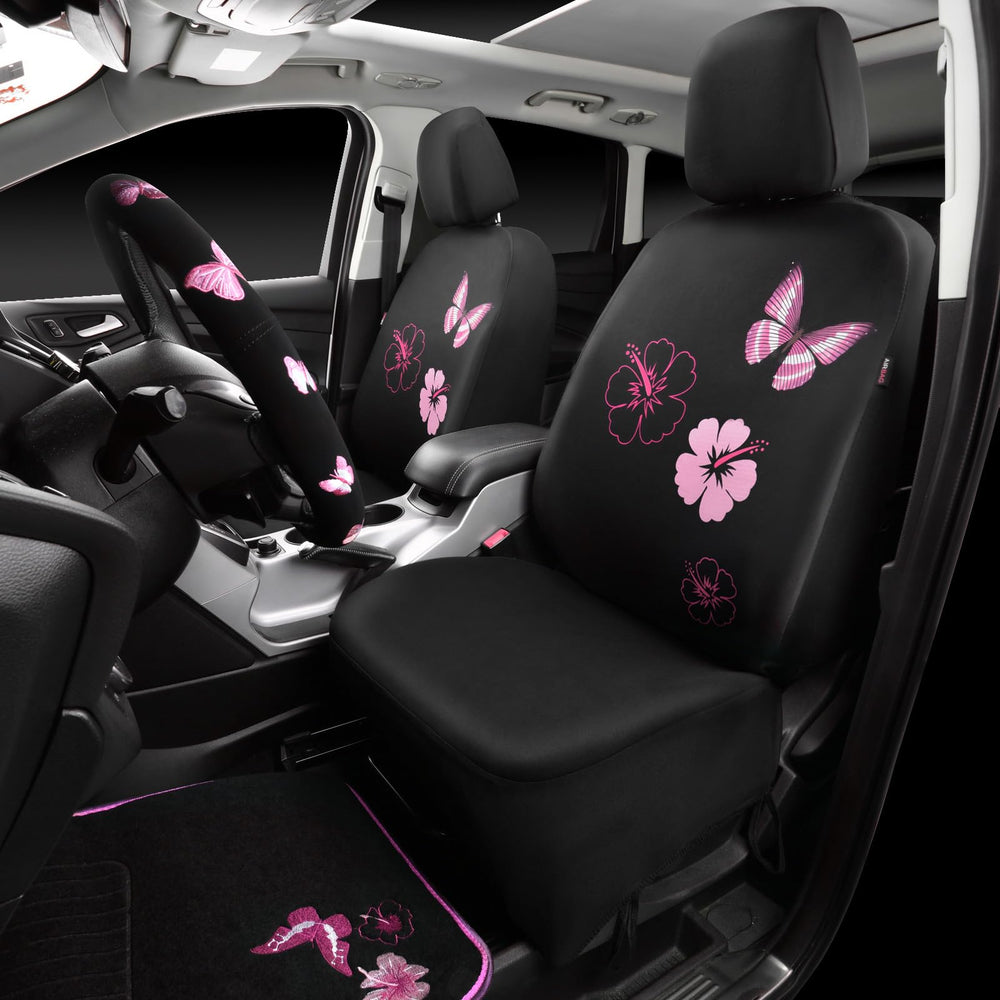 CAR PASS close-up of embroidered butterfly detailing highlighting premium finish
