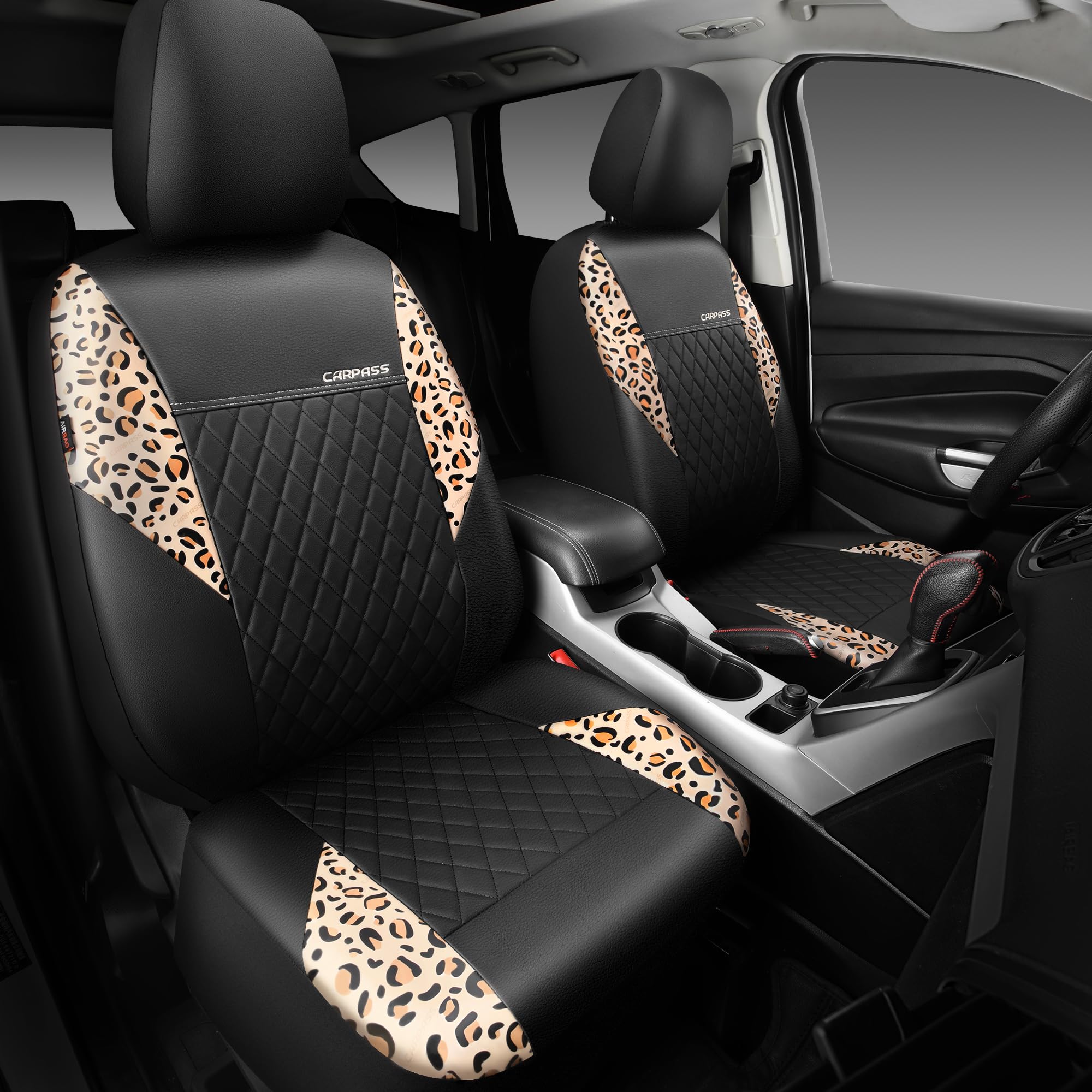 CAR PASS detail of headrest and seat belt cutouts, ensures proper fit and safety