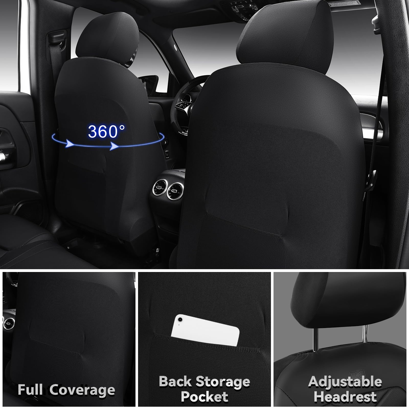 CAR PASS seat cover installed in sedan demonstrating elegant fit
