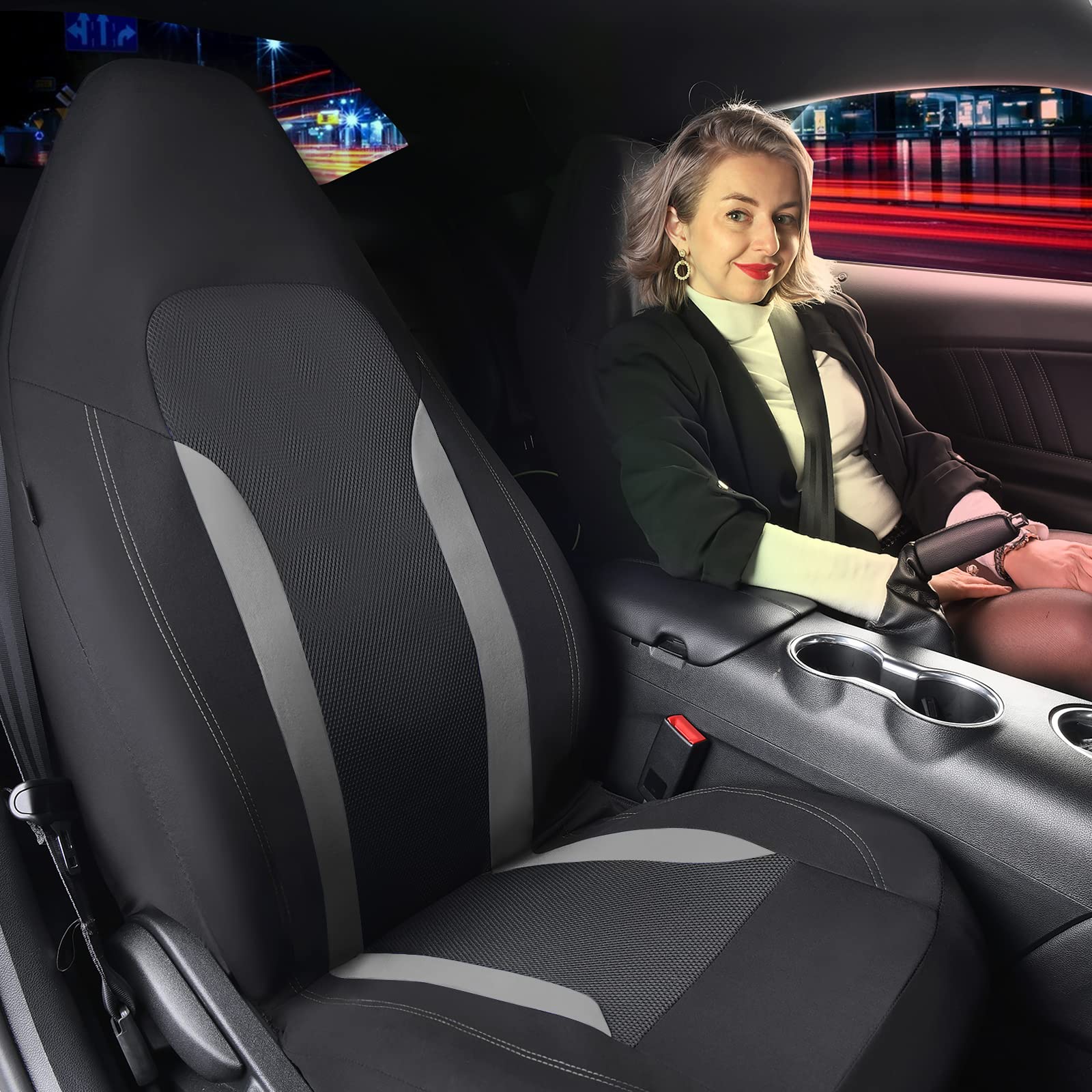 CAR PASS seatback detail showing airbag-compatible seam for safety
