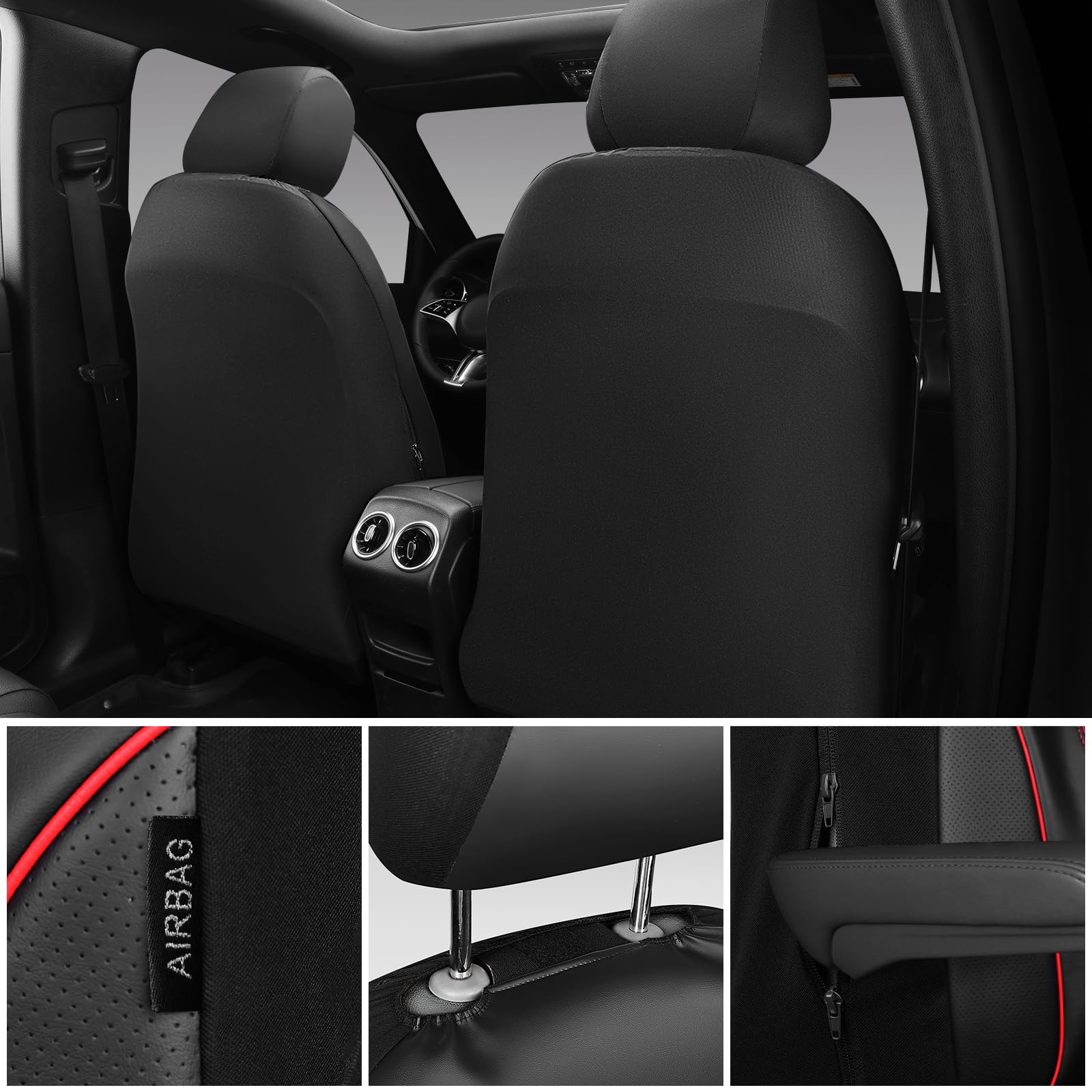CAR PASS side airbag seam detail showing safety-compatible design