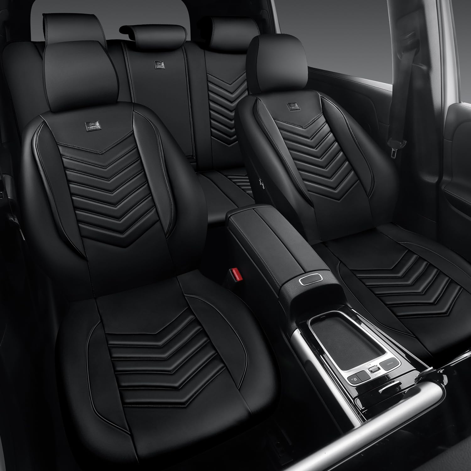 CAR PASS side-airbag stitching close-up demonstrating airbag compatibility and safety