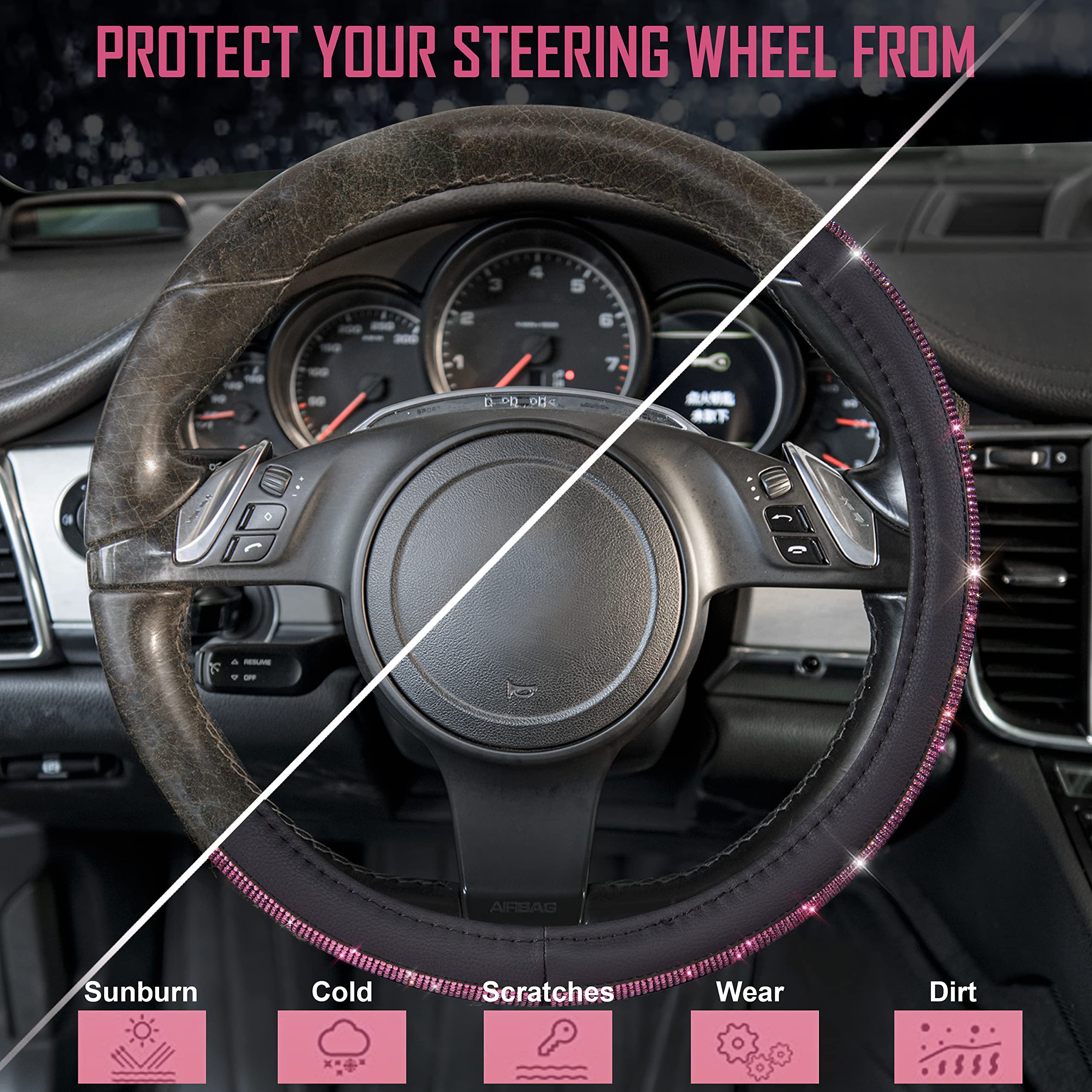 CAR PASS on standard wheel showing fit for 14½–15 inch sizes
