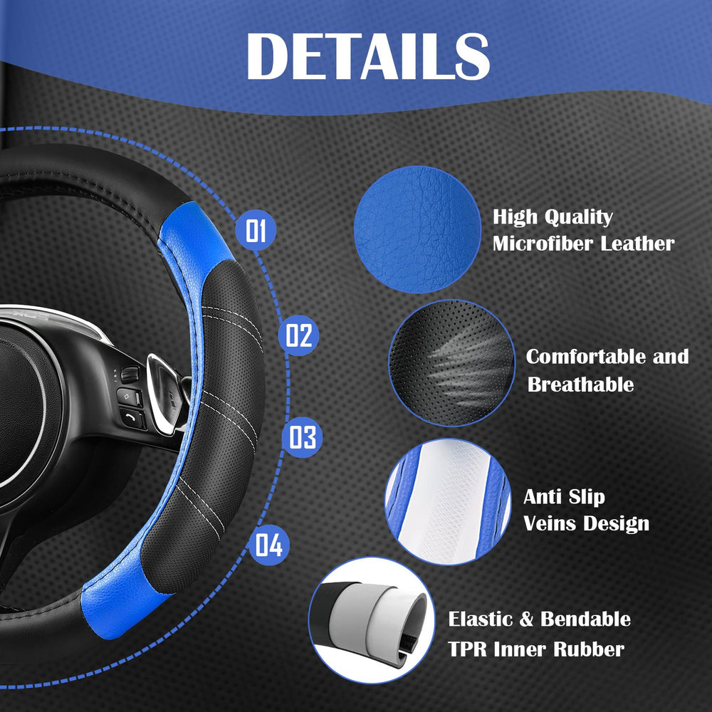 CAR PASS steering wheel next to mats shows scale and universal sizing fit