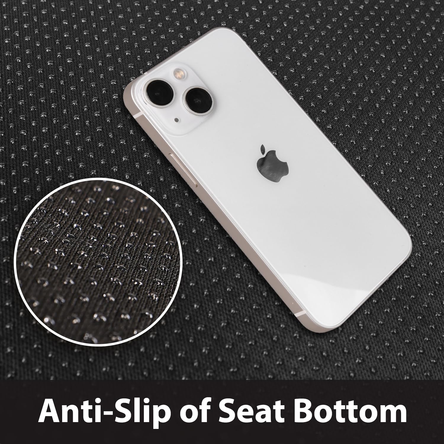 CAR PASS seat cover next to ruler showing universal size and scale