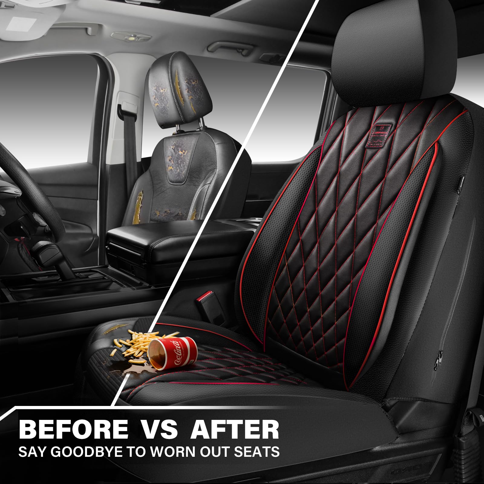 CAR PASS water beading on seat cover for easy cleanup benefit