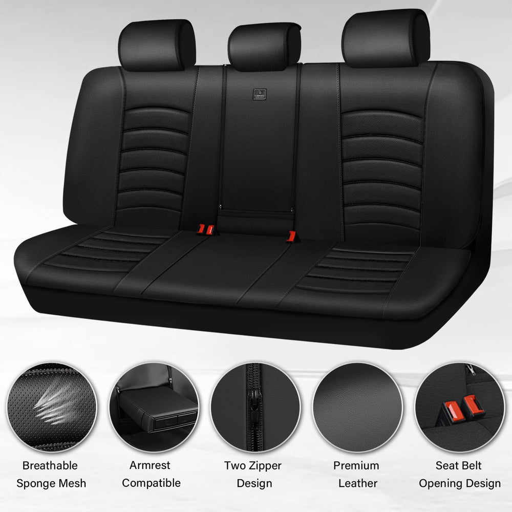 CAR PASS zipper detail showing split-bench access and seatbelt openings for convenience