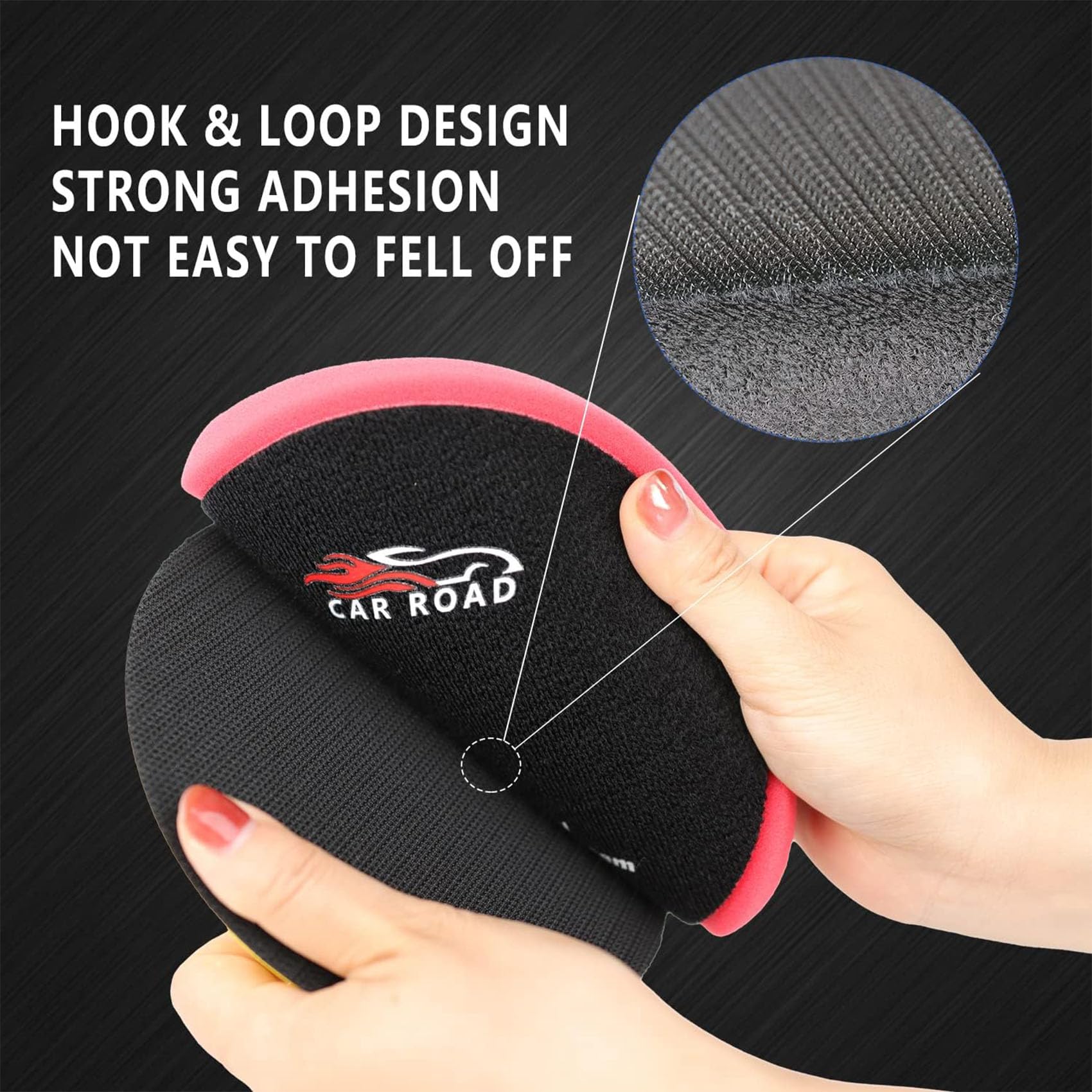 CAR ROAD pad next to a tape measure illustrating the 6-inch diameter for size accuracy