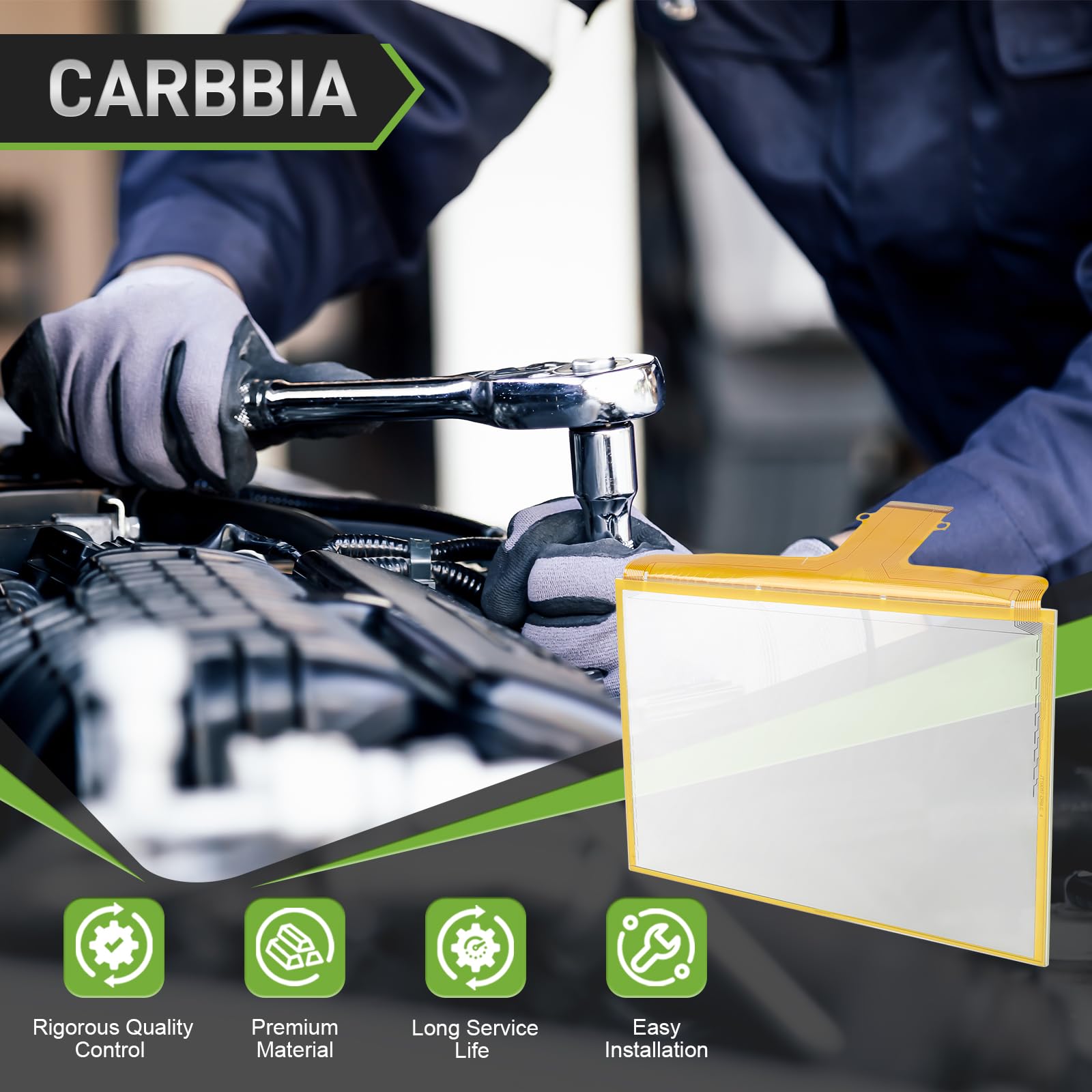 CARBBIA scale comparison with hand illustrating correct 8-inch size fit