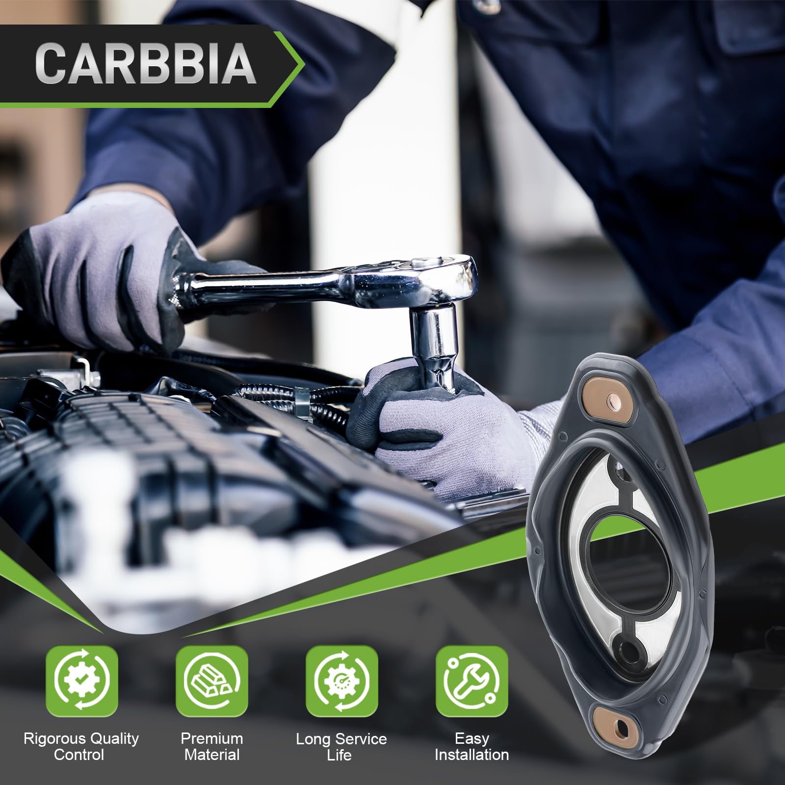 CARBBIA gasket next to coin for size scale and clarity
