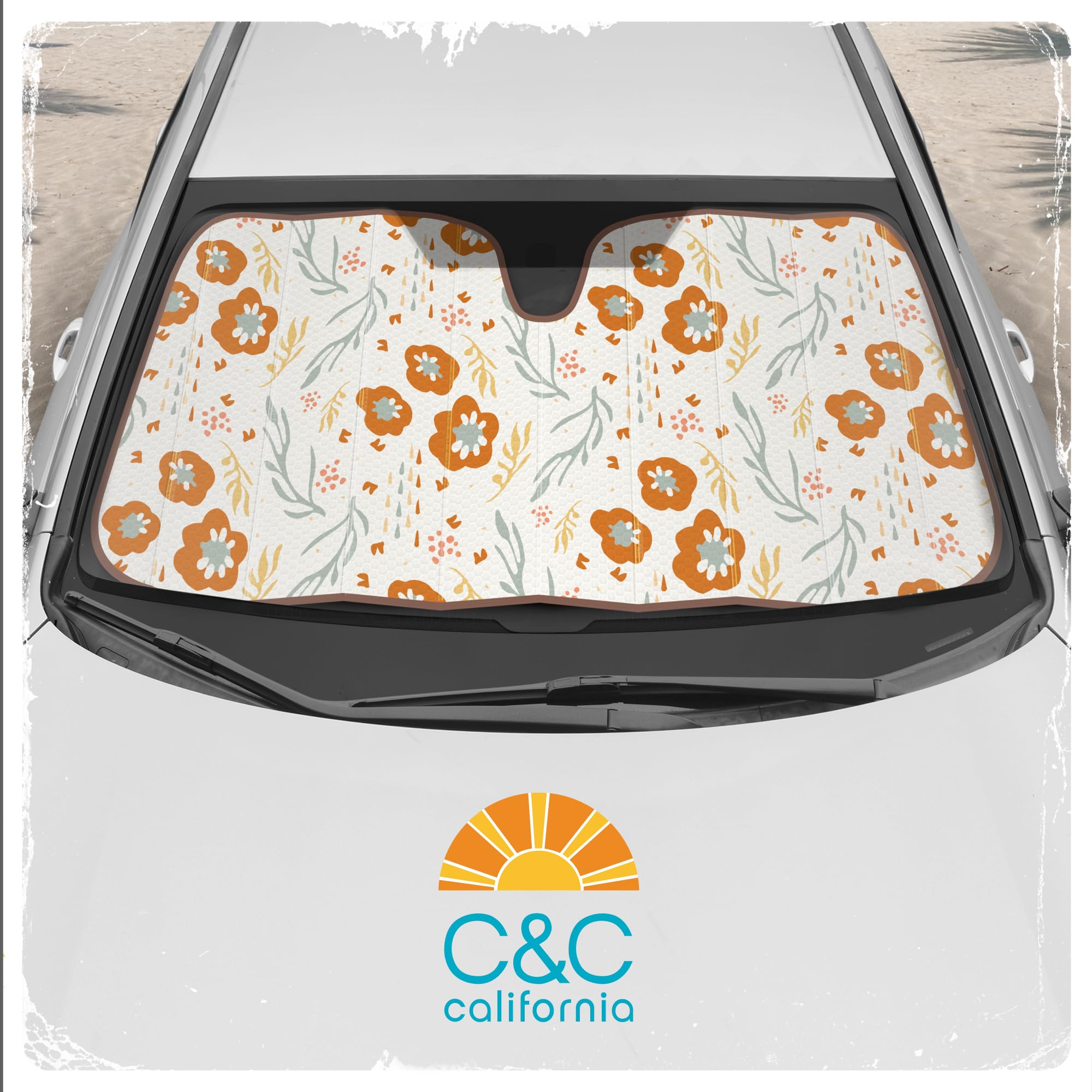 Carbella lifestyle in parked car adding style while shielding interior from heat