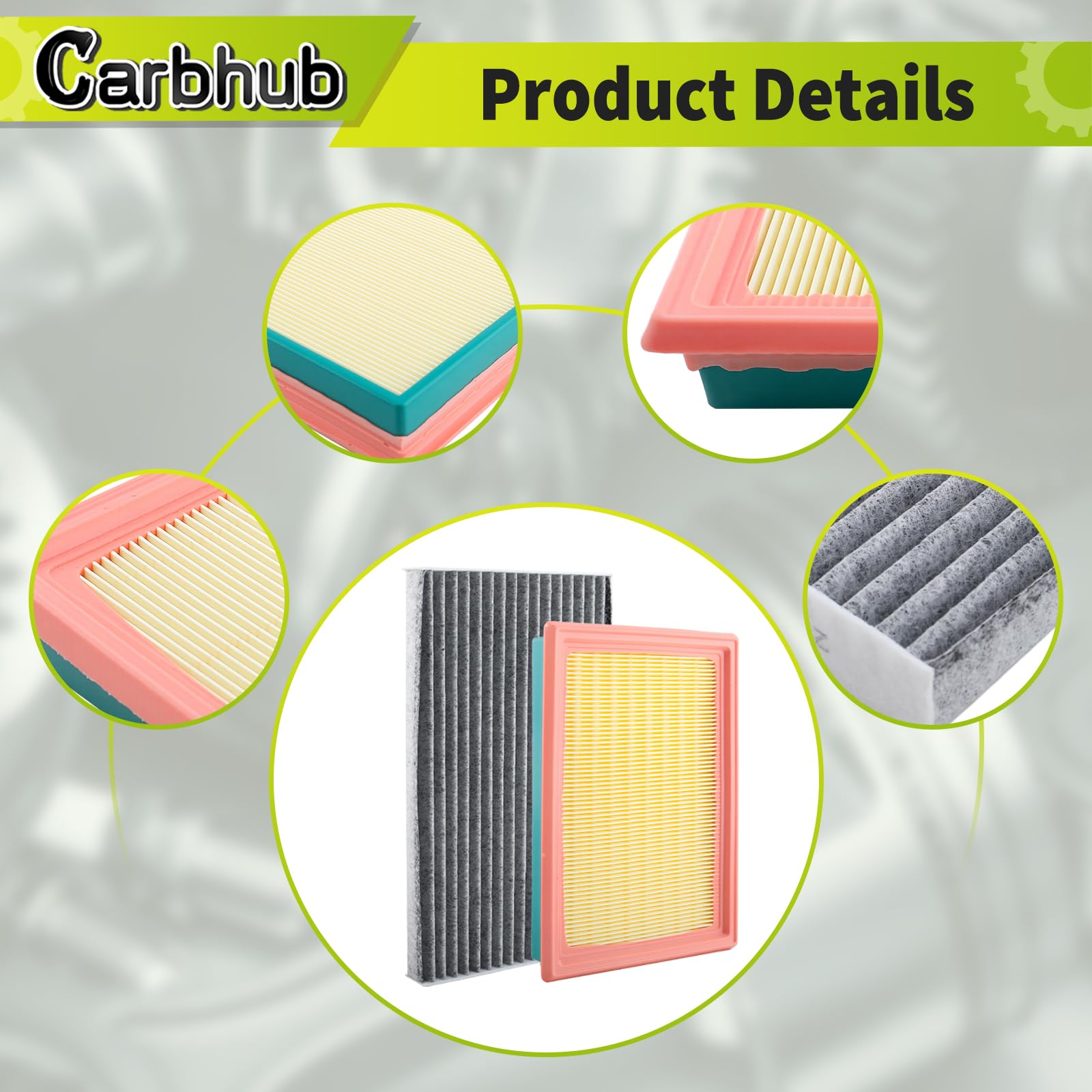 Carbhub cabin filter pleat close-up, showing dust-trapping media and improved air quality