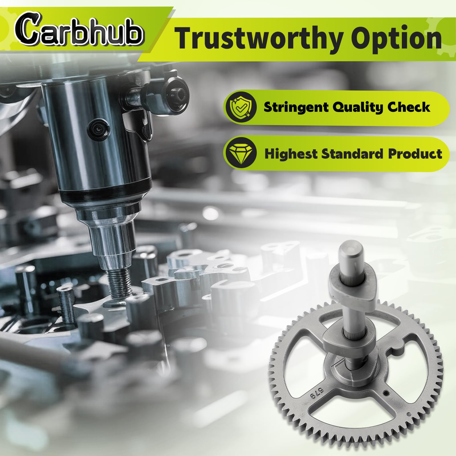 Carbhub camshaft close-up of lobe geometry demonstrating precise timing surfaces