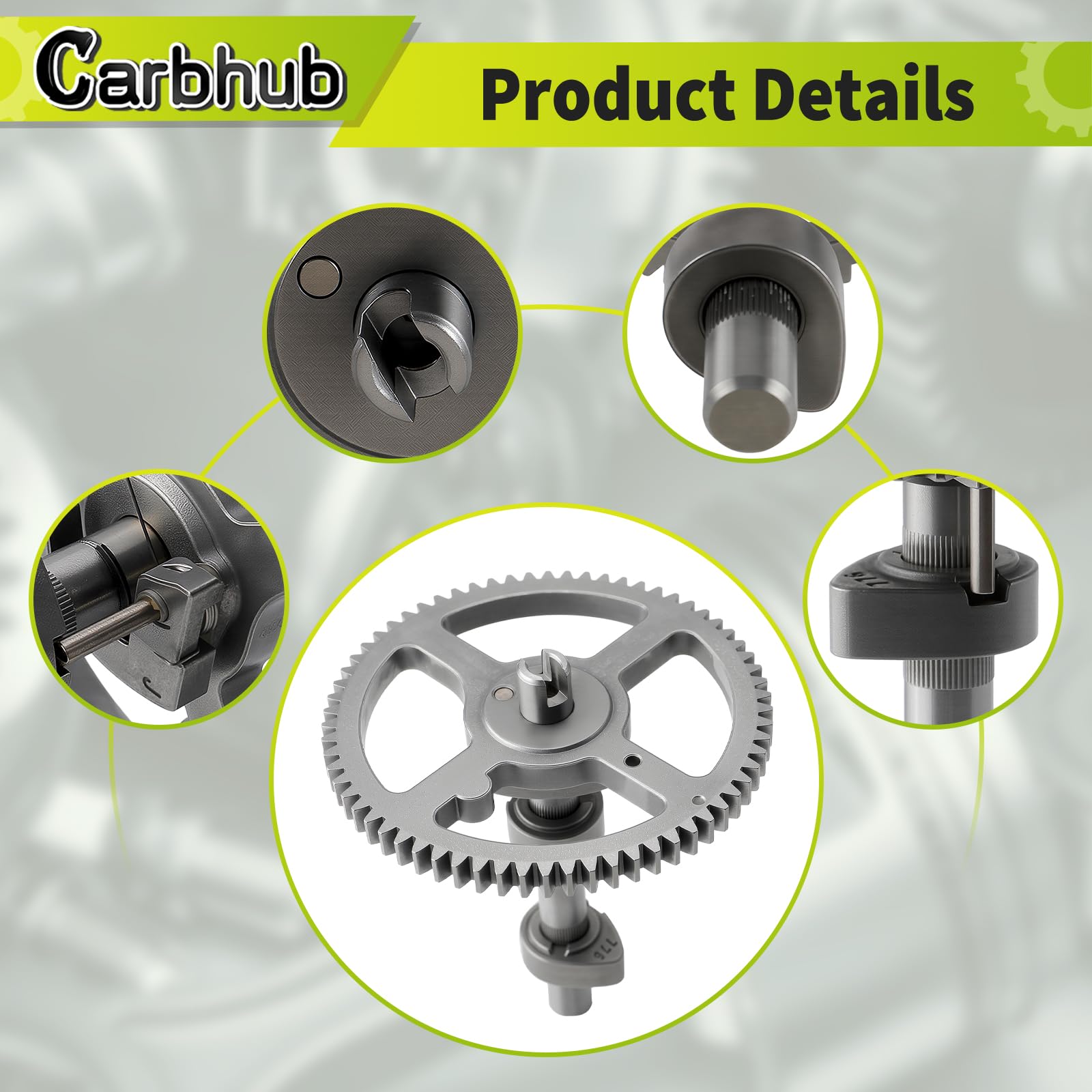 Carbhub camshaft installed in mower engine illustrating correct placement and alignment