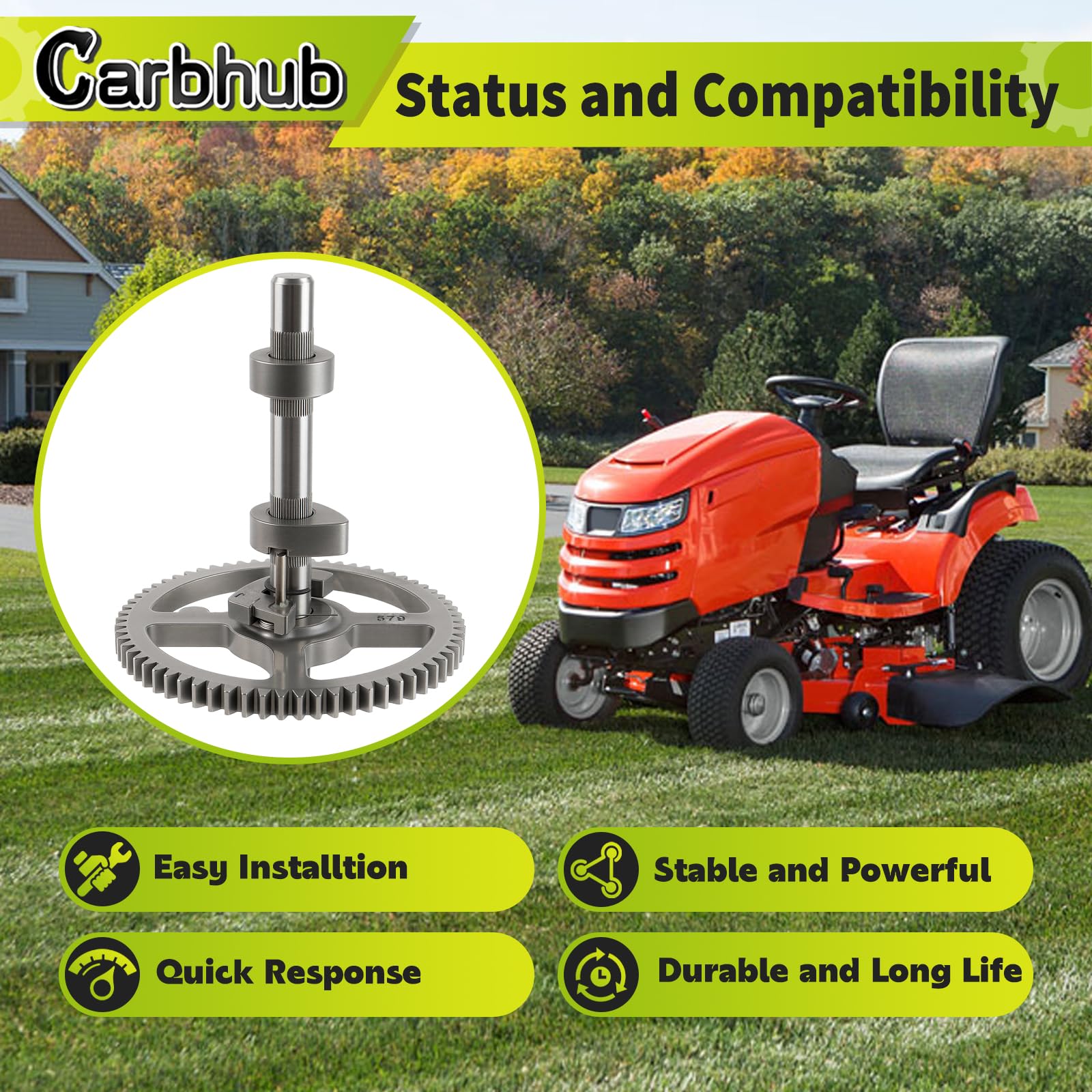 Carbhub camshaft side profile highlighting cam journals and durable finish for longevity