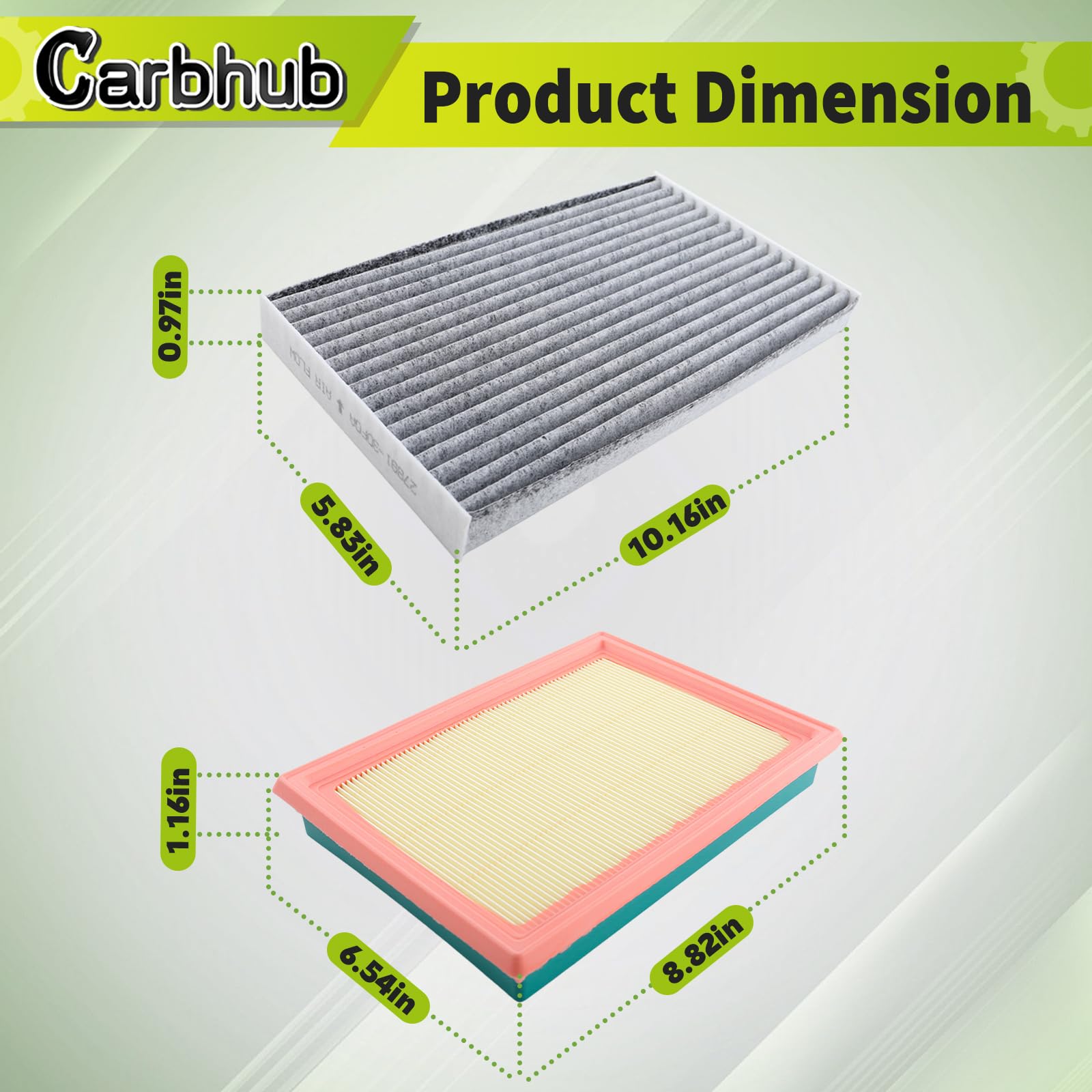 Carbhub engine filter detail, high-flow media visible for consistent engine performance
