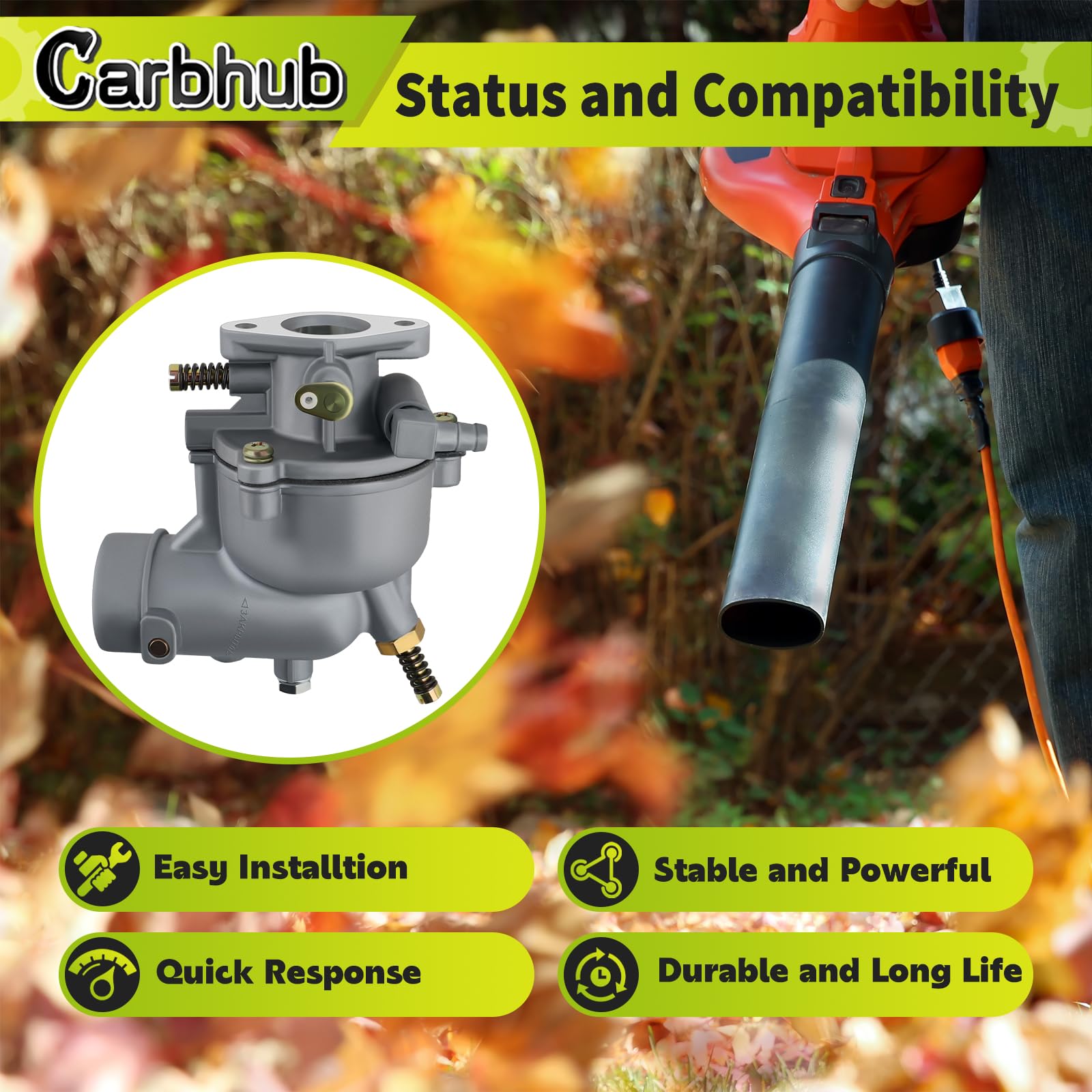 Carbhub on a garden tractor indicating restored performance and uptime benefit