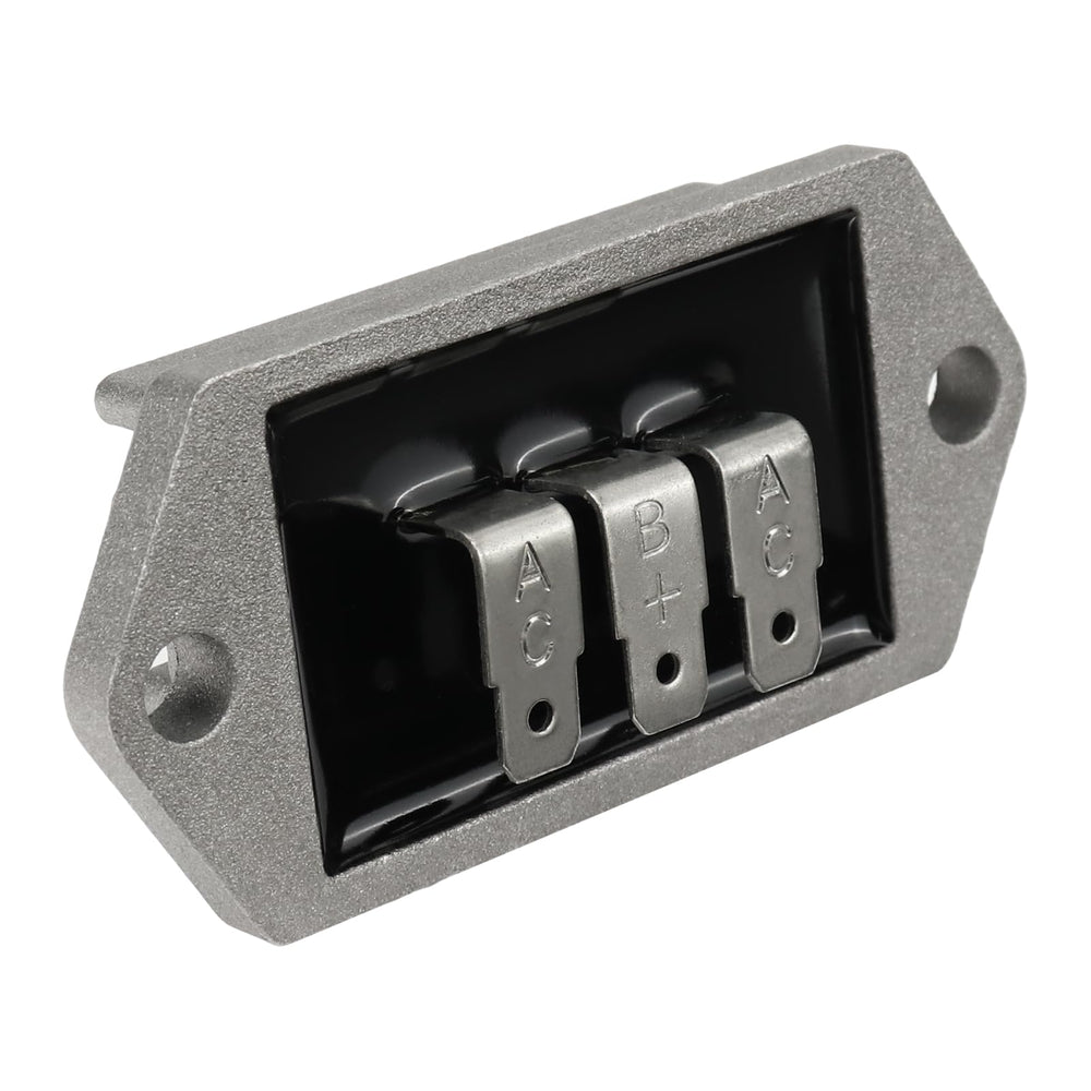 Carbman regulator front view showing mounting holes and ports for easy replacement