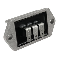 Carbman regulator front view showing mounting holes and ports for easy replacement