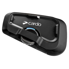 Cardo FREECOM 2X installed inside a helmet demonstrating snug, low-profile fit