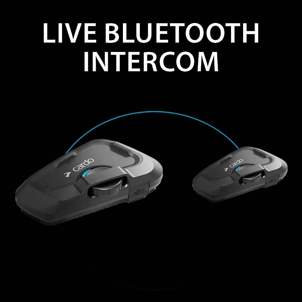Cardo FREECOM 2X side profile on helmet reducing drag and preventing snagging