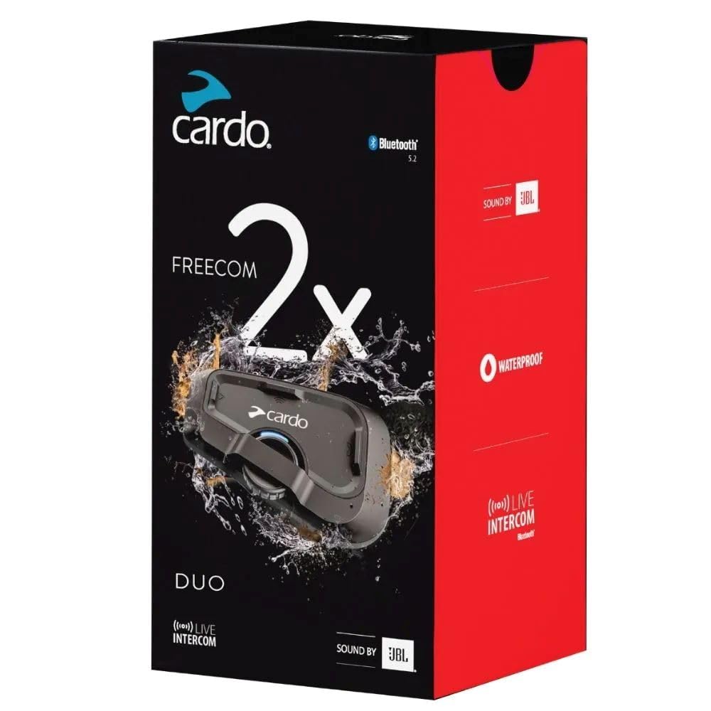 Cardo FREECOM 2X waterproof seal close-up showing weather-resistant protection