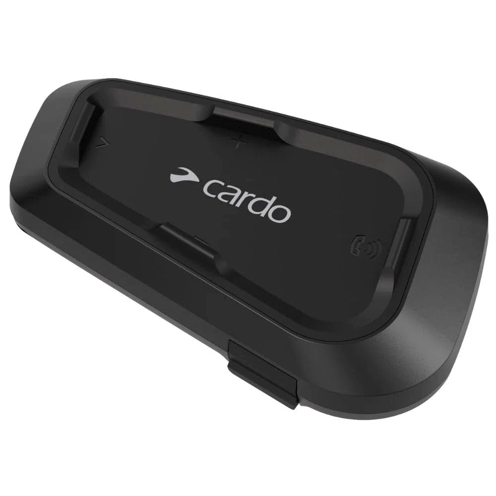 Cardo Spirit mounted clip on helmet rear providing secure fit and stable placement