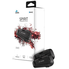 Cardo Spirit front view showing compact headset and clear controls for easy use