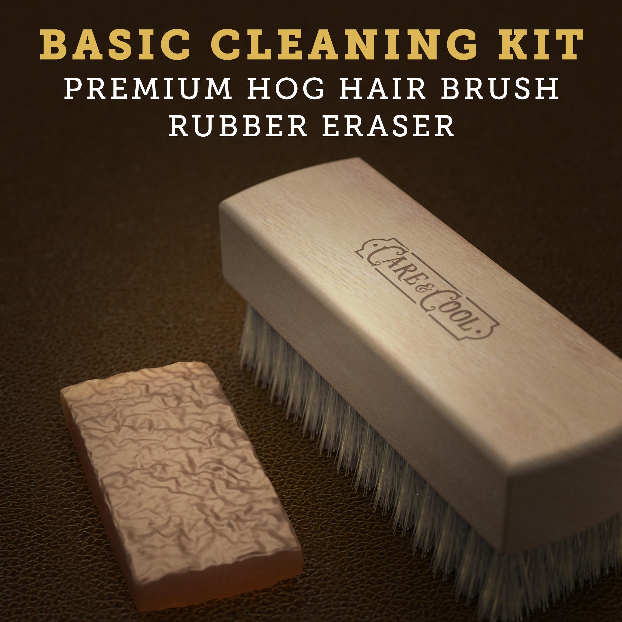 Care & Cool hog hair brush close-up showing soft bristles and gentle lift