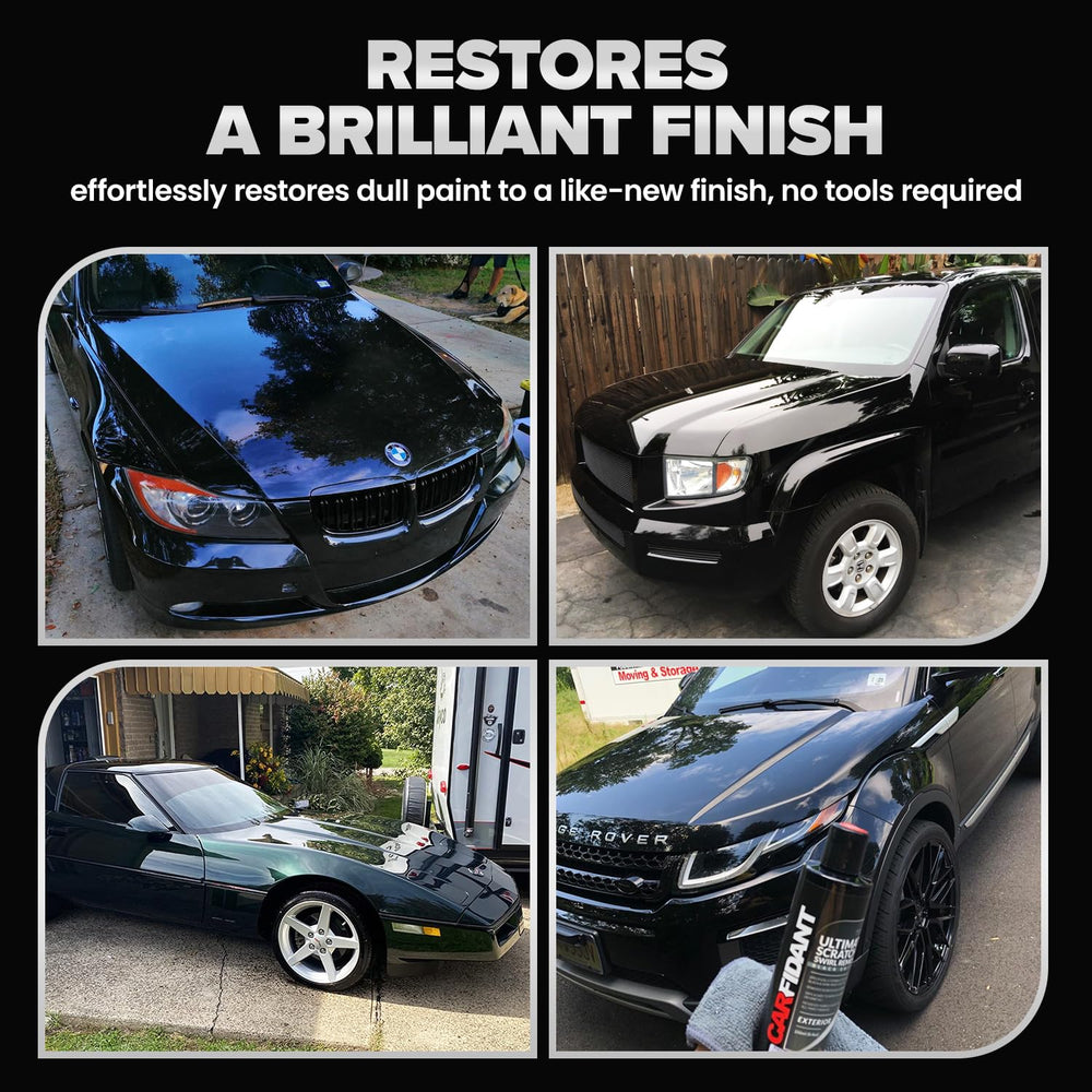 Carfidant before and after hood comparison showing restored paint shine