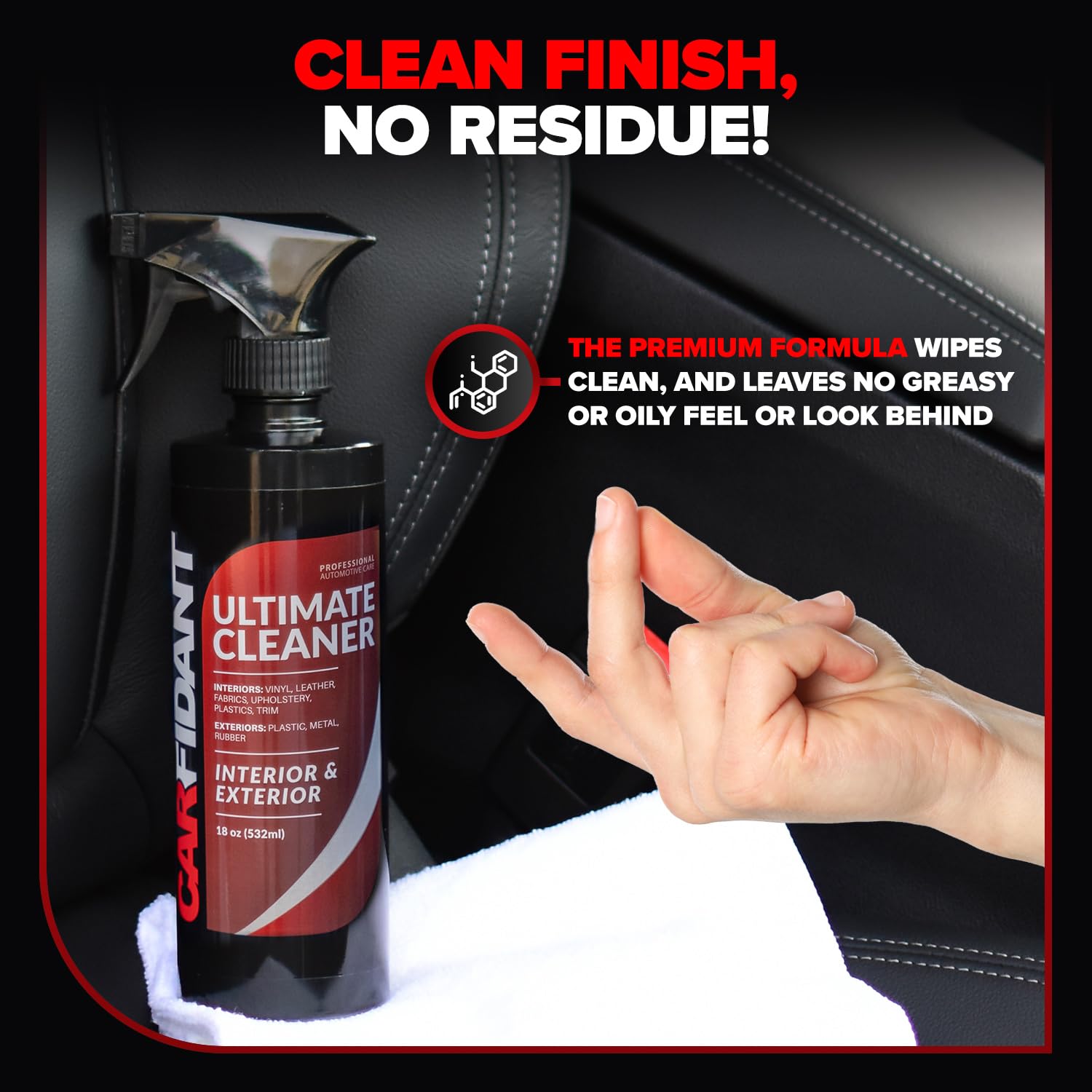 Carfidant bottle in hand showing 18oz size and easy handling