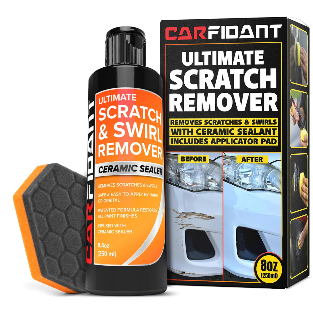 Carfidant bottle front view showing label and compact size, handy for quick touch-ups