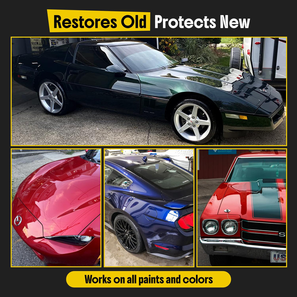 Applying Carfidant to a car door panel with pad, restores paint and reduces swirls