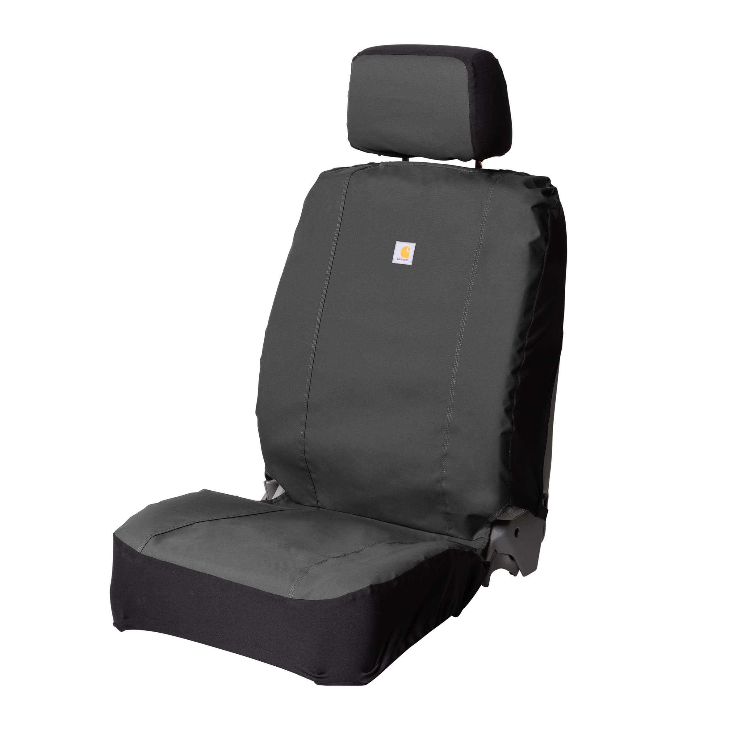 Carhartt front bucket seat cover gravel showing protection and easy cleanup