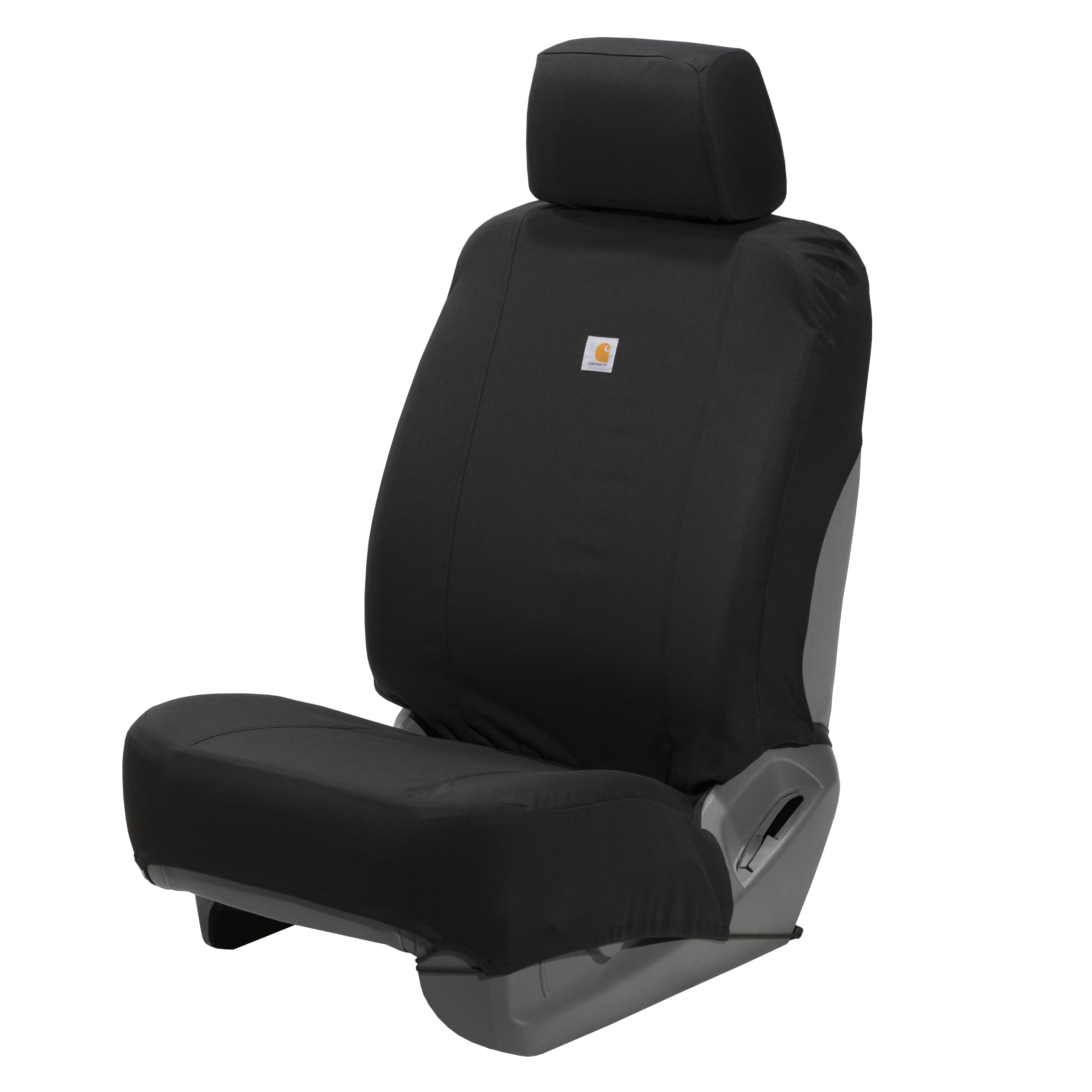 Carhartt front seat cover installed showing full coverage and protection