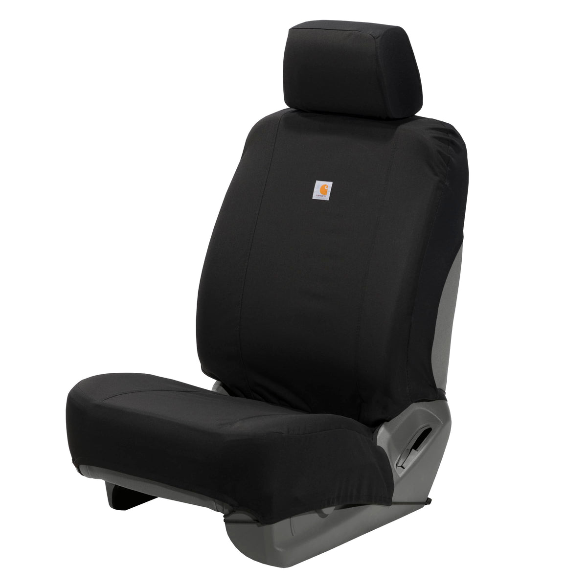Carhartt front seat cover installed showing full coverage and protection