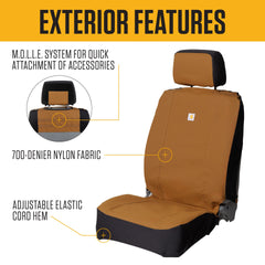 Carhartt headrest cover close-up highlighting full top-to-bottom protection