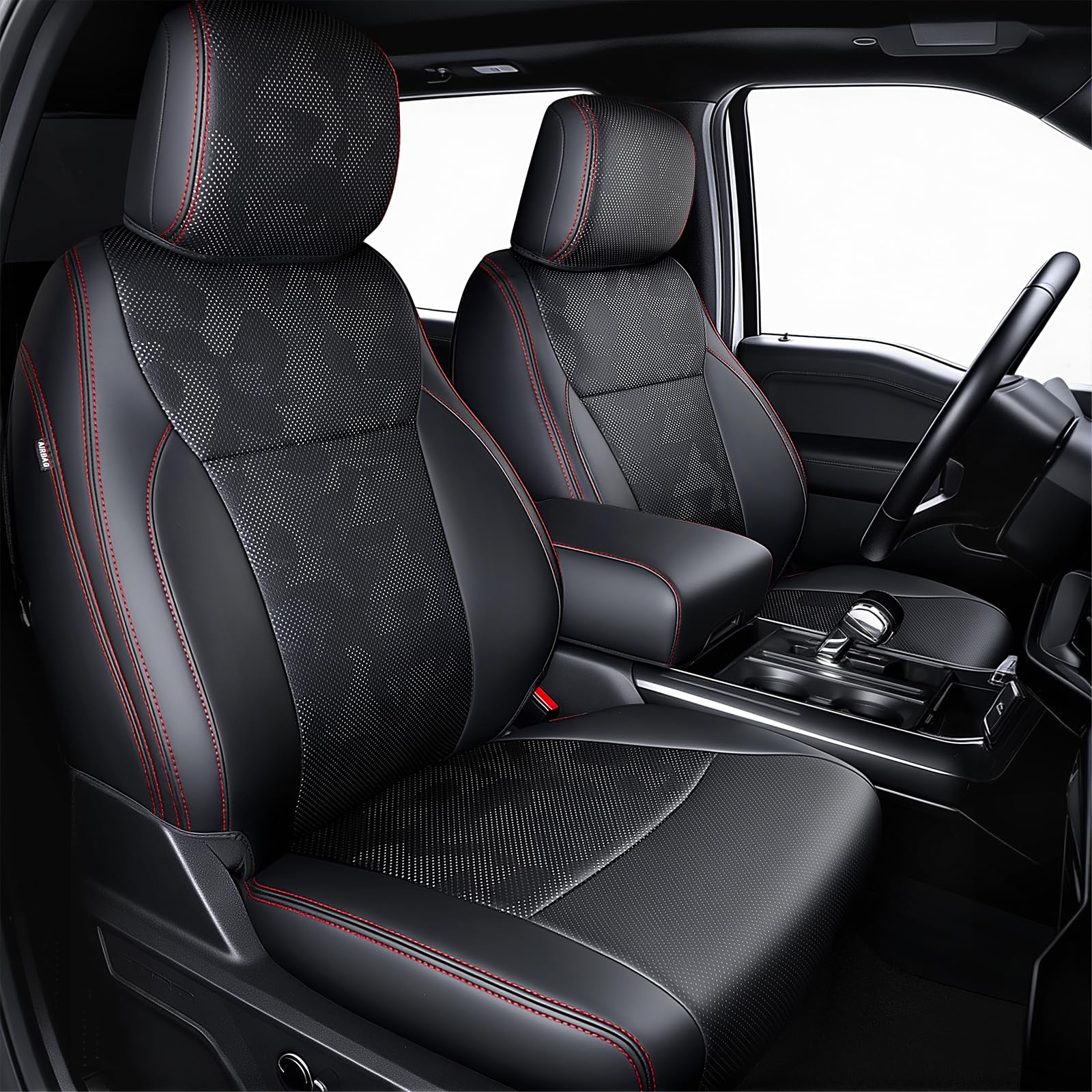 Carlimeki front view of camo black covers showing snug custom fit and refined look