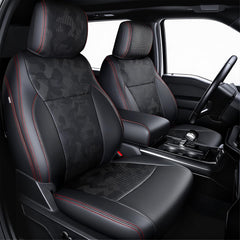 Carlimeki front view of camo black covers showing snug custom fit and refined look