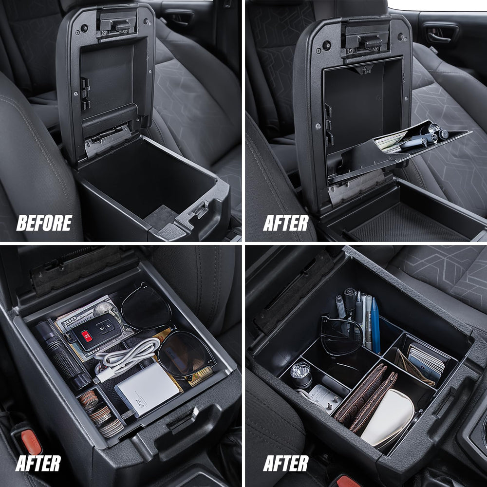 Carlimeki insert tray detail highlighting phone and wallet organization benefit