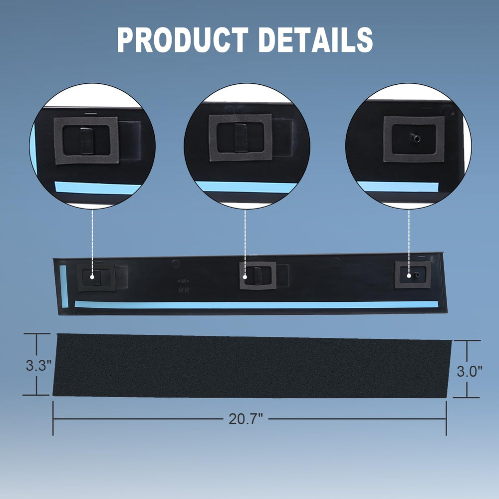 CARMOCAR adhesive tape detail on trim highlighting strong forming tape for secure, tool-free attachment